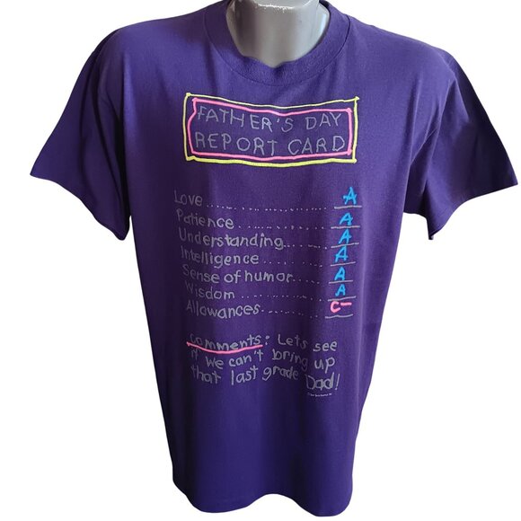 Large Vintage T-shirt Single Stitch 1980's Fathers Day Report Card Buttery Thin - Picture 2 of 6